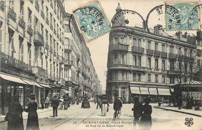 CPA FRANCE 42 "Saint Etienne, Place Dorian et rue de la République"