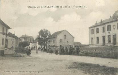 / CPA FRANCE 74 "Entrée de Challonges et route de Seyssel"