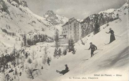 / CPA FRANCE 74 "Chamonix, hôtel du Planet" / ECRITURE EN MORSE