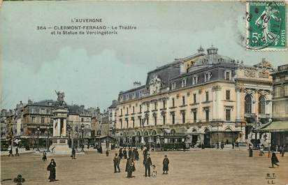 CPA FRANCE 63 "Clermont Ferrand, le Théâtre et la statue de Vercingétorix"