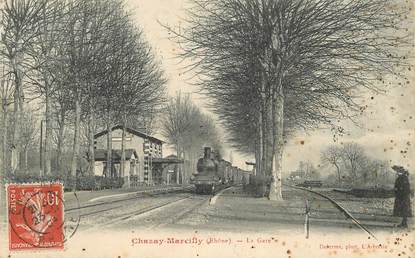 CPA FRANCE 69 "Chazay Marcilly, la Gare" / TRAIN