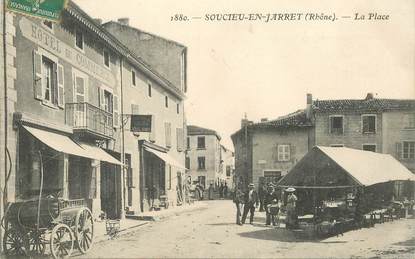 CPA FRANCE 69 "Soucieu en Jarret, la place, Hotel du Commerce"