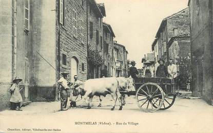 CPA FRANCE 69 "Montmelas, la rue du village" / ATTELAGE