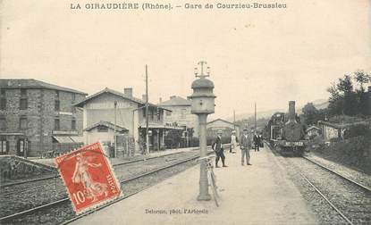 CPA FRANCE 69 "La Giraudière, la gare de Courzieu Brussieu" / TRAIN