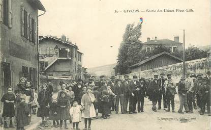 CPA FRANCE 69 "Givors, sortie des Usines Fives Lille"