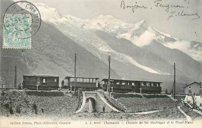 / CPA FRANCE 74 "Chamonix, chemin de fer électrique et le mont Blanc"