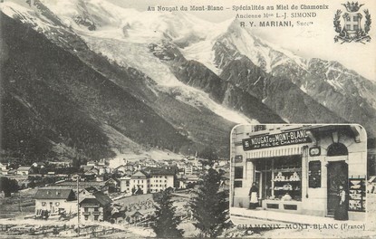 / CPA FRANCE 74 "Chamonix, au nougat du Mont Blanc" / PUBLICITE  NOUGAT