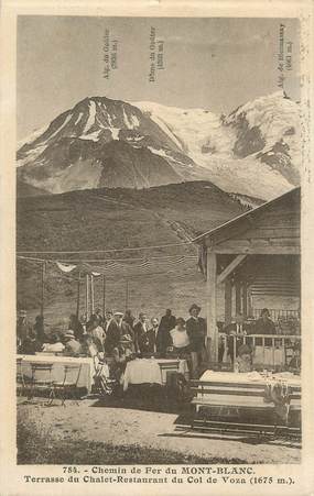 / CPA FRANCE 74 "Chamonix, chemin de fer du Mont Blanc, chalet restaurant du col de Voza"