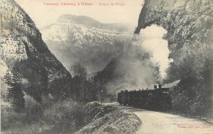 / CPA FRANCE 74 "Tramway d'Annecy à Thônes, gorges de Dingy"