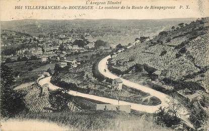 CPA FRANCE 12 "Villefranche de Rouergue, le contour de la Rte de Rieupeyroux, l'Aveyron illustré"