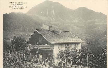 / CPA FRANCE 74 "Manigod, chalet pension Veyrat et mont Subens"