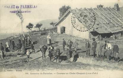 / CPA FRANCE 74 "Ascension du Parmelan, caravane au Chalet Chappuis"