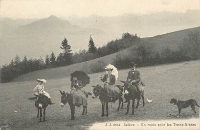 / CPA FRANCE 74 "Salève, en route pour les treize arbres" / ANE