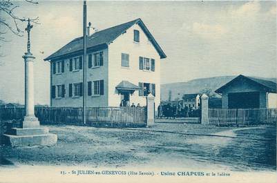 / CPA FRANCE 74 "Saint Julien en Genevois, usine Chapuis et le Salève"