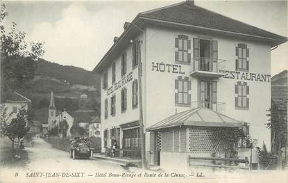 / CPA FRANCE 74 "Saint Jean de Sixt, hôtel beau rivage et route de la Clusaz"