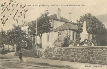 / CPA FRANCE 74 "Saint Cergues, place de la mairie et monuments aux morts"