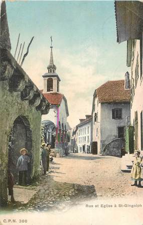 / CPA FRANCE 74 "Rue et église à Saint Gingolph"