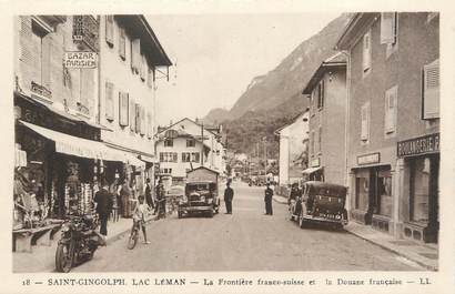 / CPA FRANCE 74 "Saint Gingolph, la frontière Franco Suisse et la Douane Française"