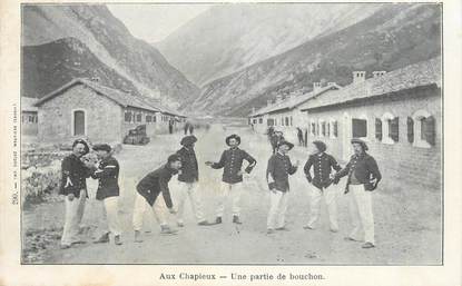 CPA FRANCE 73 "Aux Chapieux, une partie de bouchon" / CHASSEUR ALPIN / JEU