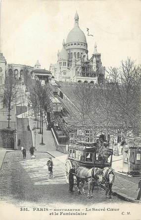 / CPA FRANCE 75018 "Paris, Montmartre, le sacré coeur et le funiculaire" / Ed. C.M