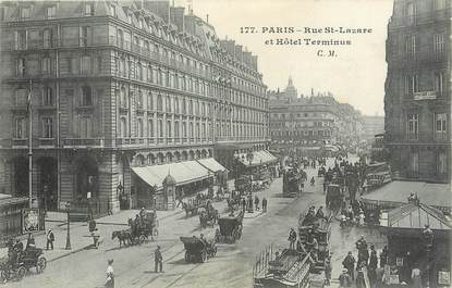 / CPA FRANCE 75002 "Paris, rue Saint Lazare et hôtel Terminus"