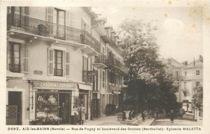 CPA FRANCE 73 "Aix les Bains, rue de Pugny et boulevard des Grottes, Epicerie Meletta"