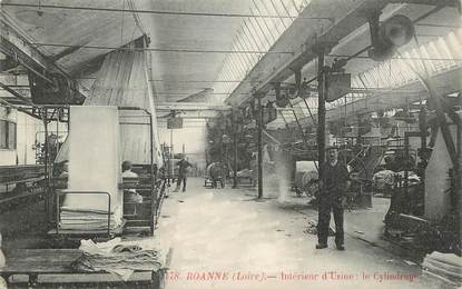  CPA FRANCE 42 "Roanne, intérieur d'Usine, le cylindrage"