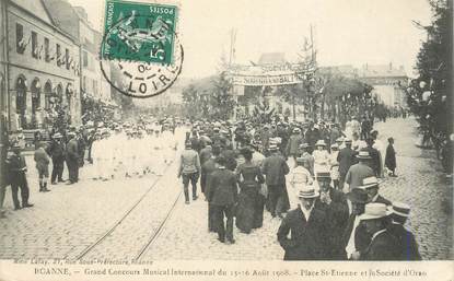  CPA FRANCE 42 "Roanne, souvenir du Concours musical, 1908, Place Saint Etienne"