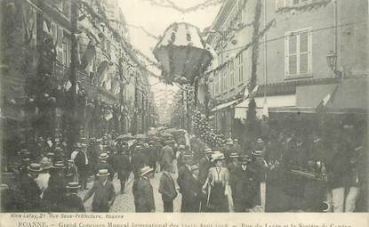  CPA FRANCE 42 "Roanne, souvenir du Concours musical, 1908, rue du Lycée "