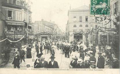  CPA FRANCE 42 "Roanne, souvenir du Concours musical, 1908, rue  Nationale"