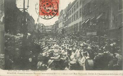    CPA FRANCE 42  "Roanne, souvenir du Concours musical, 1908,  rue  Nationale"