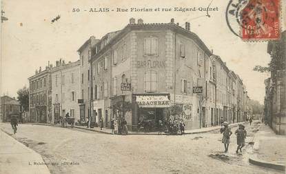 CPA FRANCE 30 "Alès, rue Florian et rue Edgard Quinet"