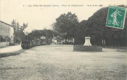 / CPA FRANCE 38 "La Côte Saint André, place de l'Esplanade" / TRAMWAY