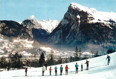 / CPSM FRANCE 74 "Samoëns, leçon de ski à Vercland"