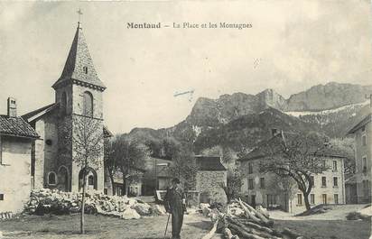 / CPA FRANCE 38 "Montaud, la place et les montagnes"