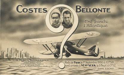 CPA AVIATION "Aviateur Costes et Bellonte"