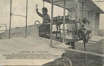 CPA AVIATION "Paulhan sur biplan Voisin"