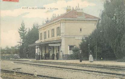 / CPA FRANCE 38 "Pont de Beauvoisin, la gare "