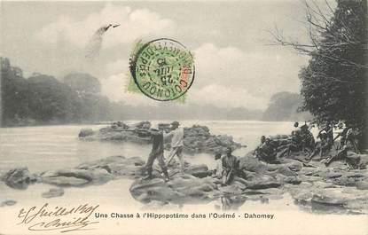 CPA DAHOMEY "Chasse à l'Hippopotame"