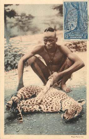 CPA AFRIQUE EQUATORIALE "Chasse de la panthère"