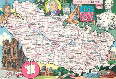 / CPSM FRANCE 80 "Somme" / CARTE GEOGRAPHIQUE