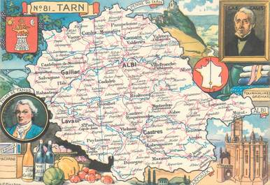 / CPSM FRANCE 81 "Tarn" / CARTE GEOGRAPHIQUE