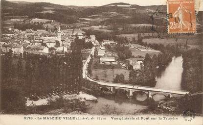 .CPA FRANCE  48 "Le Malzieu Ville, Vue générale et Pont sur la Truyère"