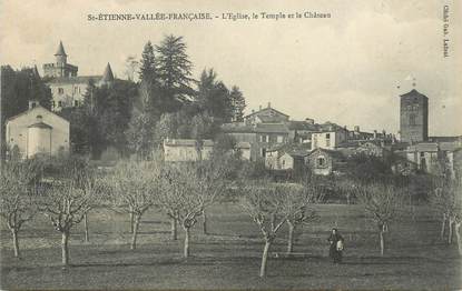 .CPA FRANCE  48 "St Etienne Vallée Française, l'Eglise, le Temple, le Château"