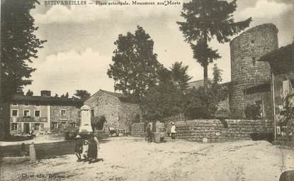 .CPA FRANCE  42 "Estivareilles, Place principale, Monument aux morts"