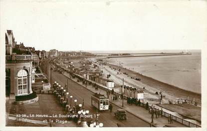 CPSM FRANCE 76 "Le Havre, le Bld Albert 1er et la Plage" / TRAMWAY