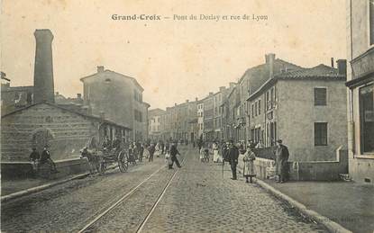 .CPA FRANCE 42 "Grand Croix,  Pont du Dorlay et Rue de Lyon"