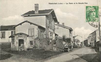.CPA FRANCE 42 "Montchal, La Poste et la Grande Rue"