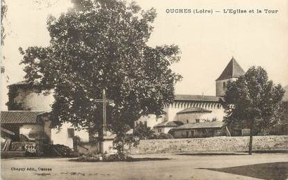 .CPA FRANCE 42 "Ouches, l'Eglise et la tour"