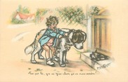 Illustrateur CPA G. BOURET "Pas par là, y a un gros chien qui va nous mordre .... ! 